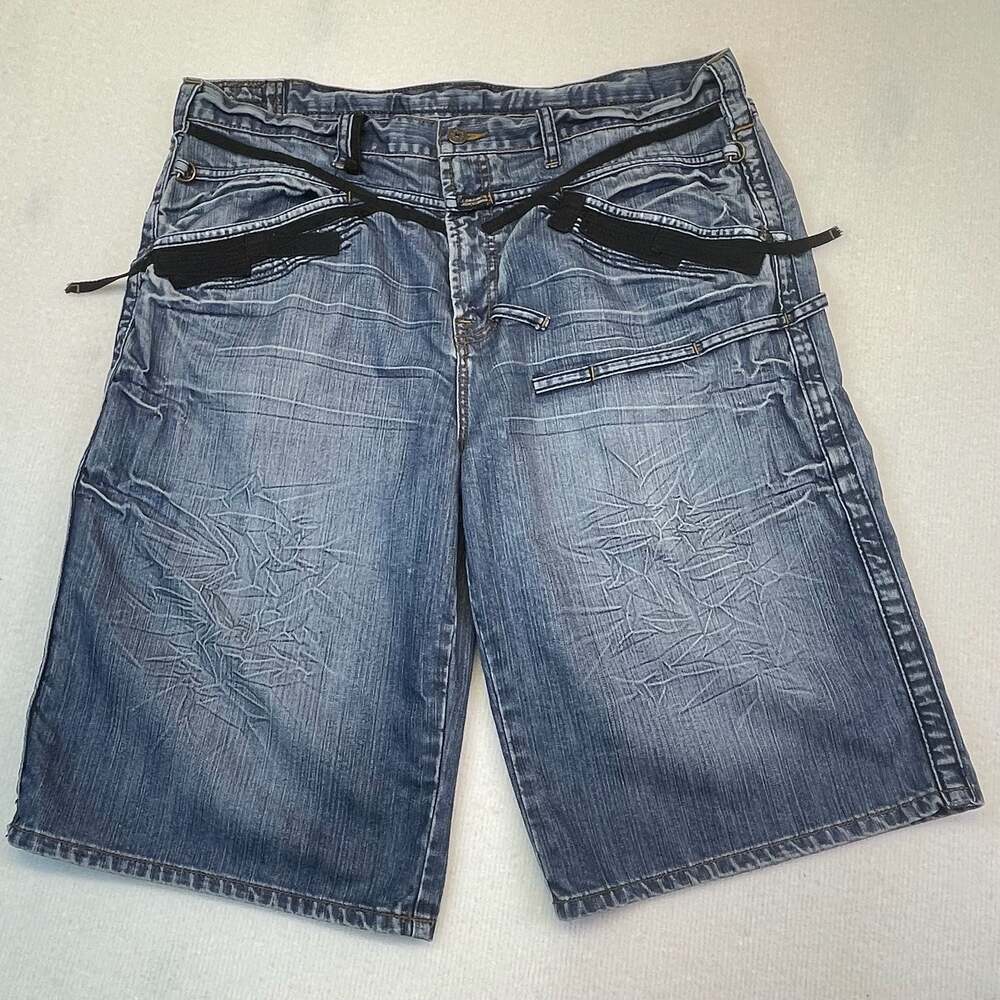 Marithé François Girbaud Vintage Y2K Double Waist Denim  Baggy Jorts Sz 38
